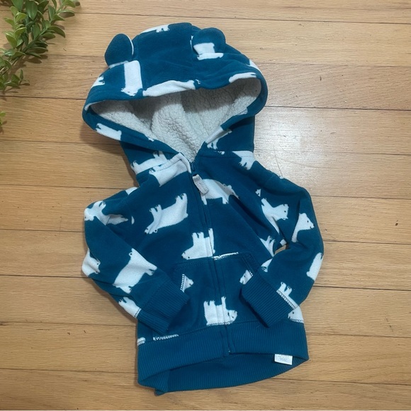 Carter’s Polar Bear Hooded Soft Sweatshirt w/ Ears and Onesie Size 6 Months - Picture 2 of 7
